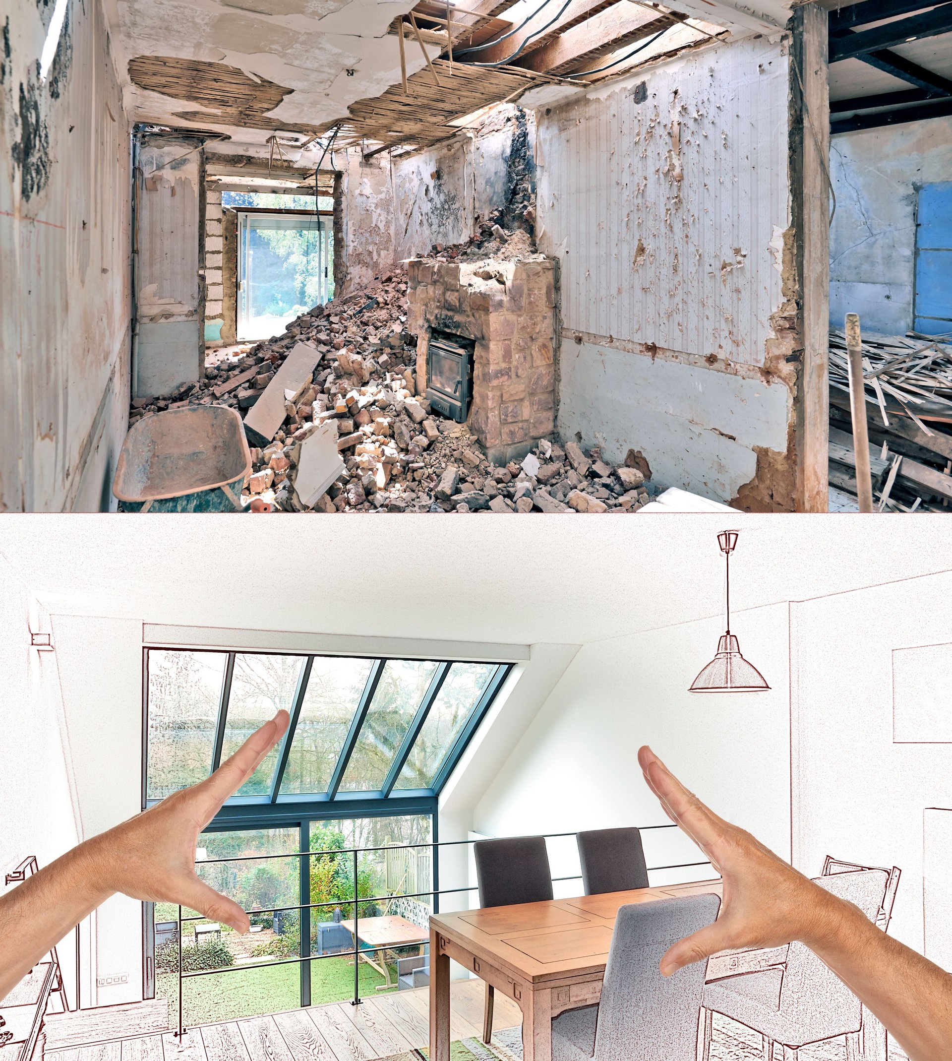 Drawing and planned Renovation of a modern duplex